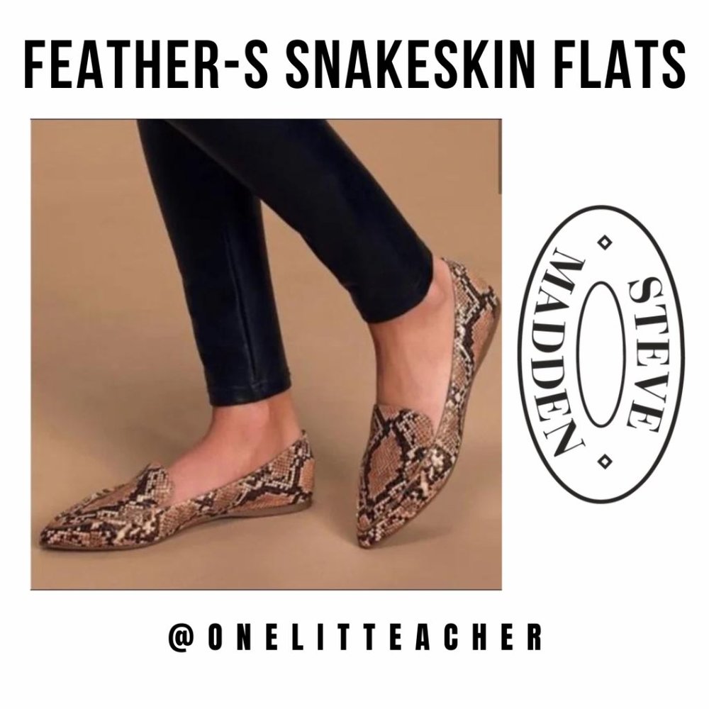 Steve Madden Feather Snakeskin Pointed Toe Flats